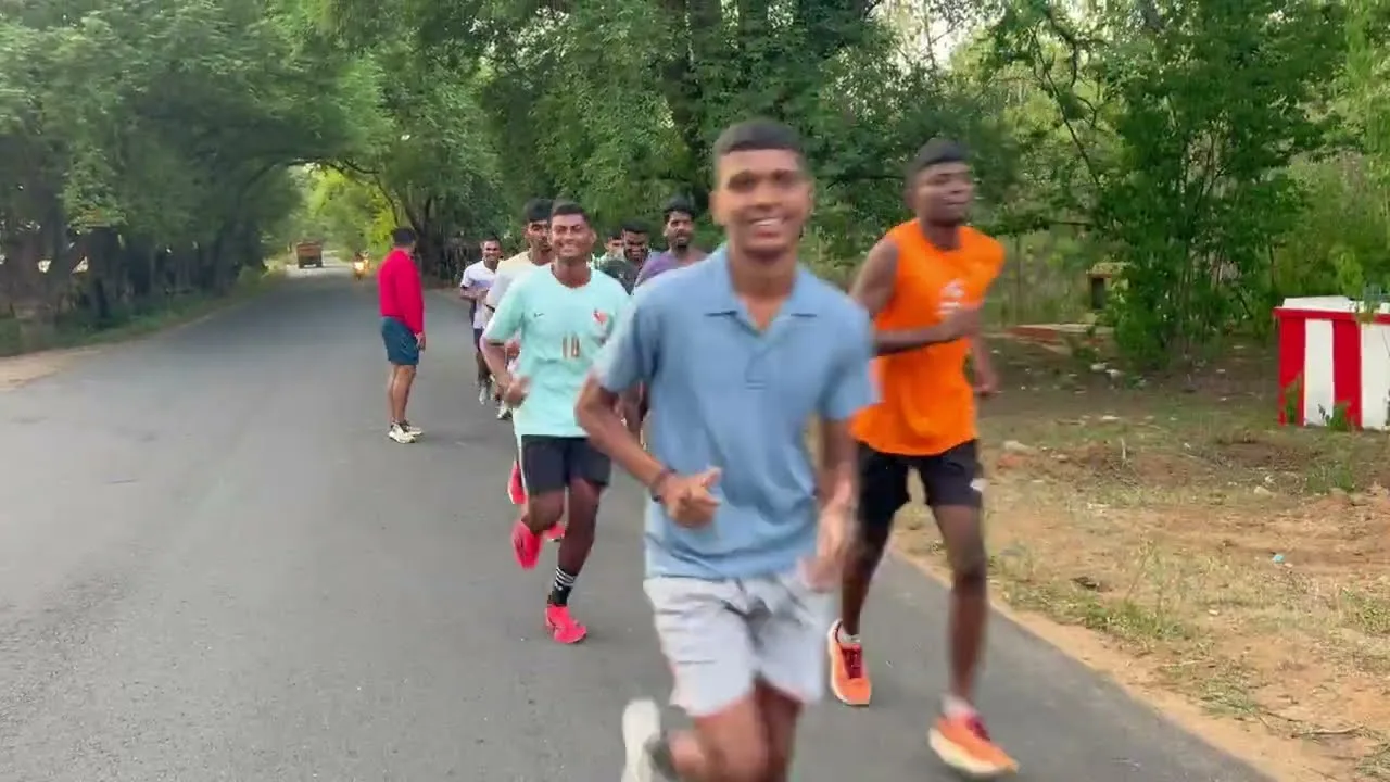 Muppadai students on a morning training run